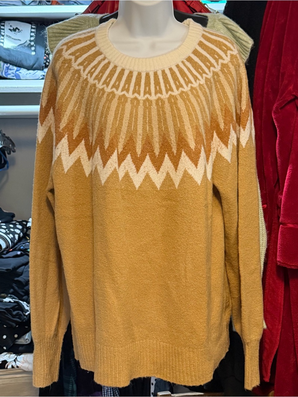 French Connection Essentials Fair Isle Sweater Brown